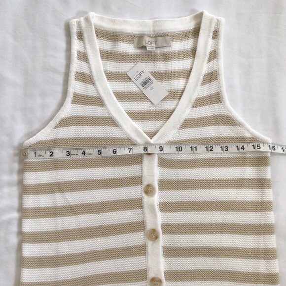 LOFT Cotton Sweater Vest Striped Sz XS - Picture 5 of 9